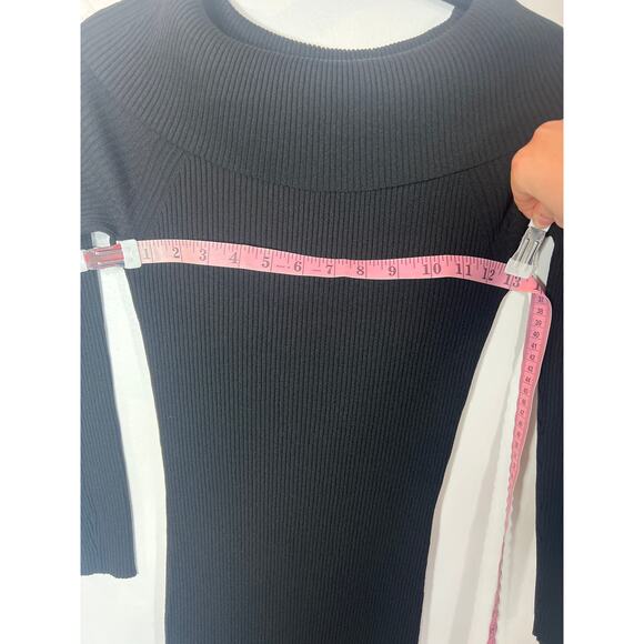 New MNG MANGO Black Off Shoulder Long Sleeve Ribbed Sweater Dress S - Picture 14 of 16